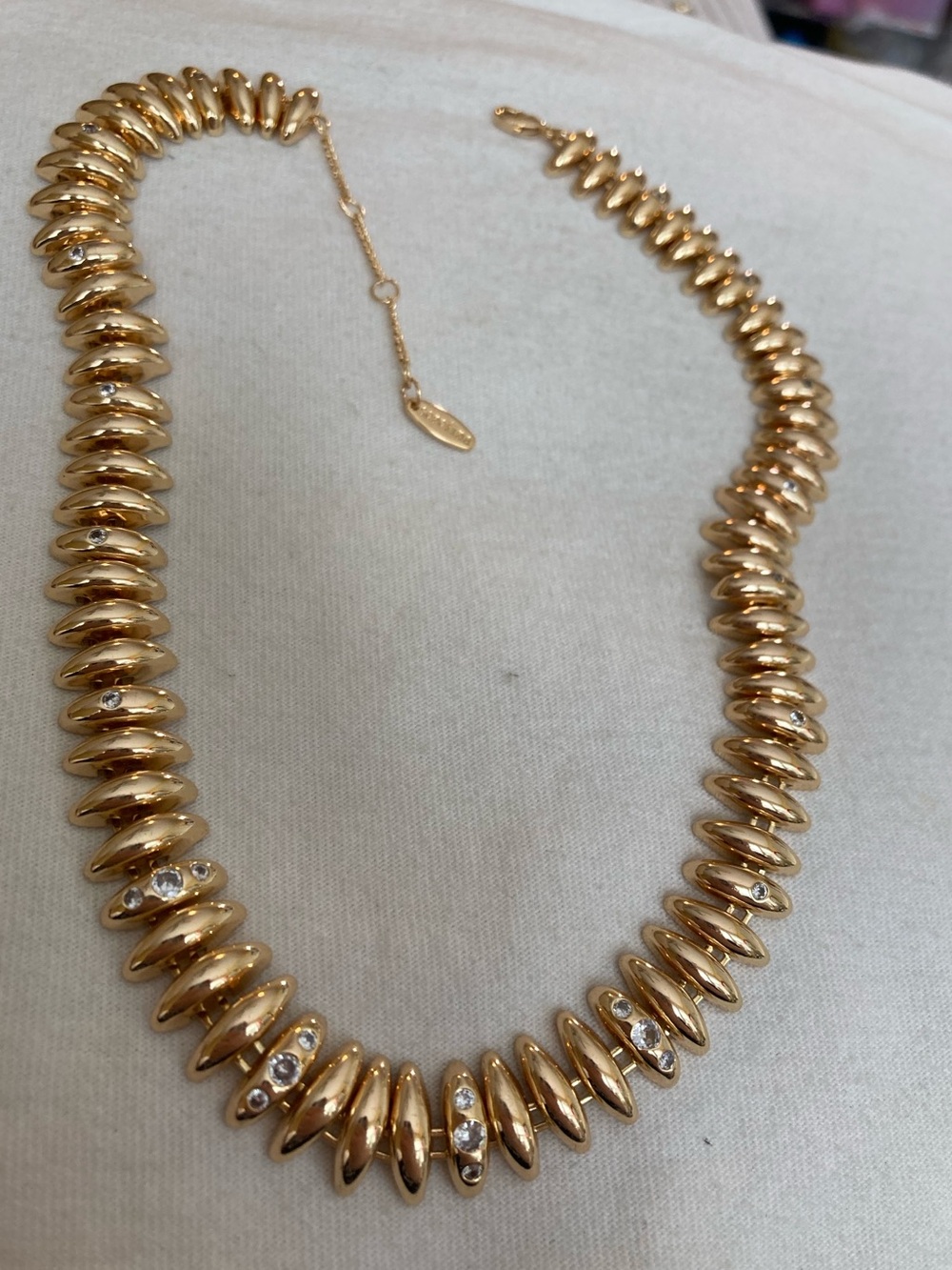 Serefina Signed Statement Gold Tone Necklace with Crystals
